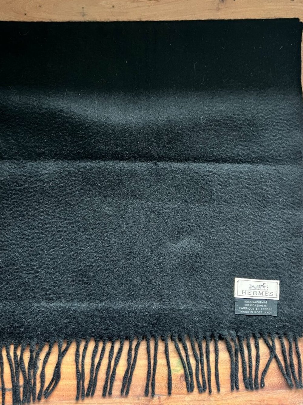 Hermes 100% Cashmere Black Unie Brodee Scarf Muffler